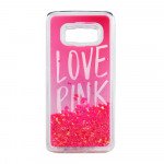 Wholesale Samsung Galaxy S8 Plus Design Glitter Liquid Star Dust Clear Case (Love Pink Hot Pink)